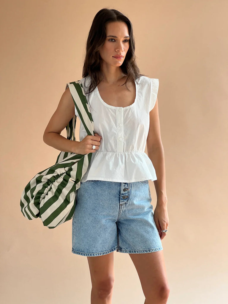 Vintage Victoire A Bronze Age Peplum Blouse (White) - XS - Victoire BoutiqueHarly JaeTops Ottawa Boutique Shopping Clothing