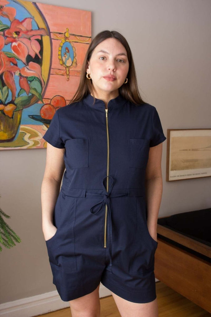 Vintage Victoire Jennifer Glasgow Anath Playsuit (Navy) - M - Victoire BoutiqueJennifer GlasgowDresses Ottawa Boutique Shopping Clothing