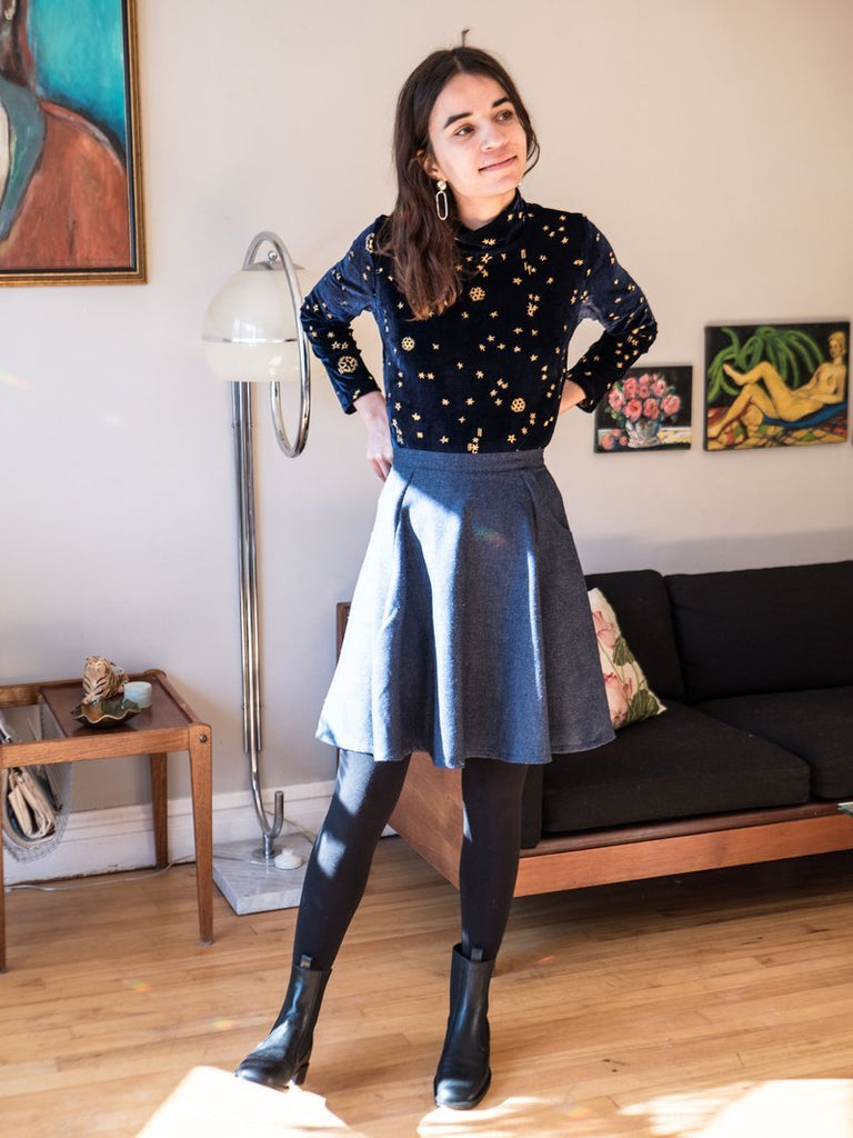 Vintage Victoire Meemoza Daisy Skirt (Blue) - S - Victoire BoutiqueVictoire BoutiqueSkirts Ottawa Boutique Shopping Clothing