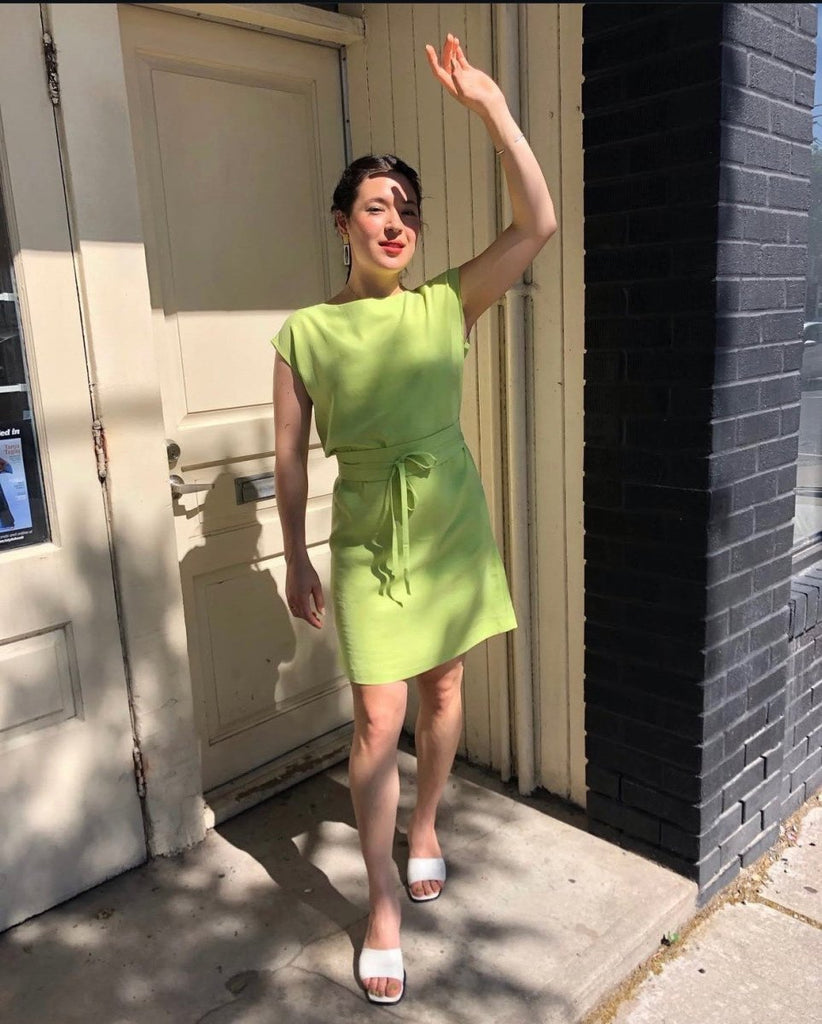 Vintage Victoire Sosie Sosie Belted Dress (Lime Green) - XS - Victoire BoutiqueSosie SosieDresses Ottawa Boutique Shopping Clothing