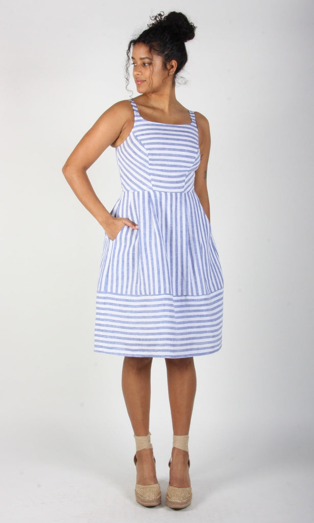 Birds of North America Water Pewee Dress - Royal Stripe (Online Exclusive) - Victoire BoutiqueBirds of North AmericaDresses Ottawa Boutique Shopping Clothing