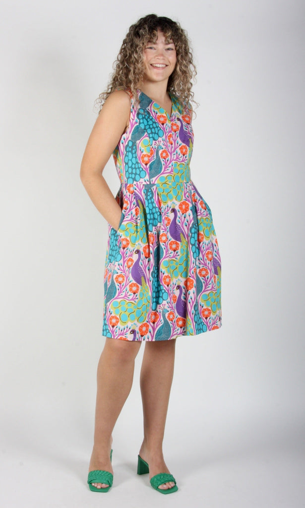 Birds of North America Wood Snipe Dress - Peacocks (Online Exclusive) - Victoire BoutiqueBirds of North AmericaDresses Ottawa Boutique Shopping Clothing