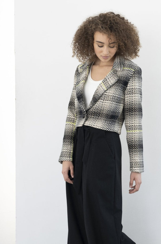 Bodybag Vivienne Cropped Jacket (Dipsyfluo Plaid) - Victoire BoutiqueBodybagTops Ottawa Boutique Shopping Clothing