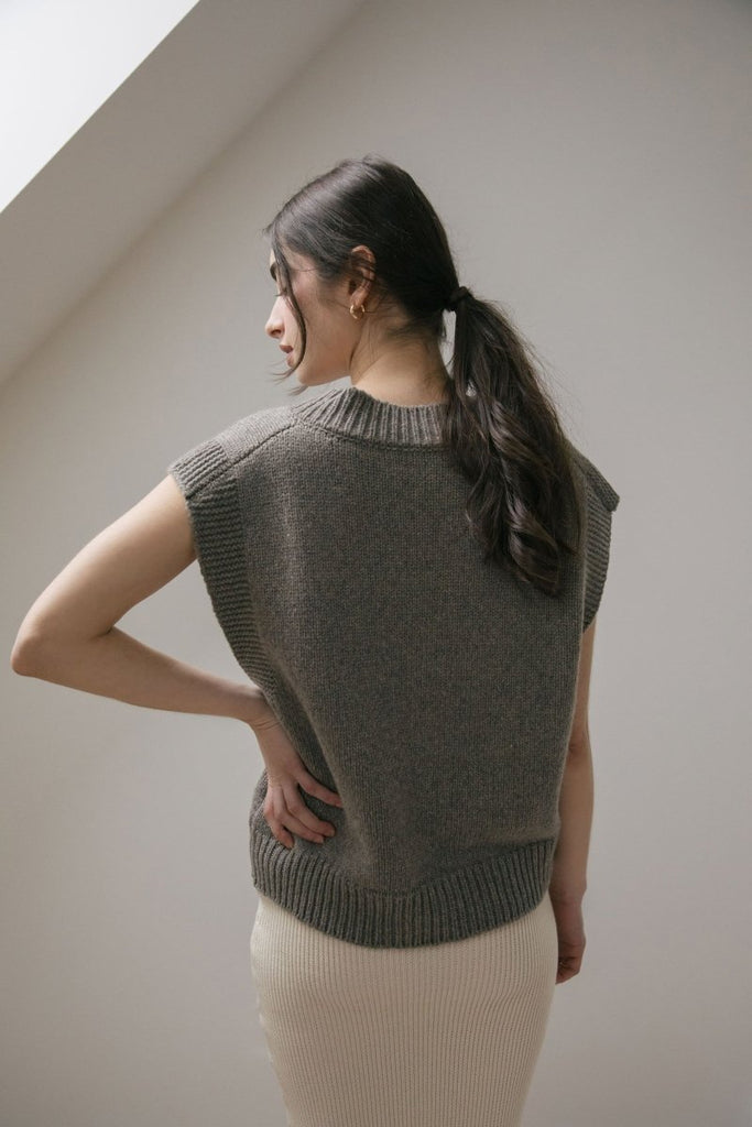 Carolyn Ferreira Revy Sweater Vest (Mushroom) - Victoire BoutiqueCarolyn FerreriraTops Ottawa Boutique Shopping Clothing