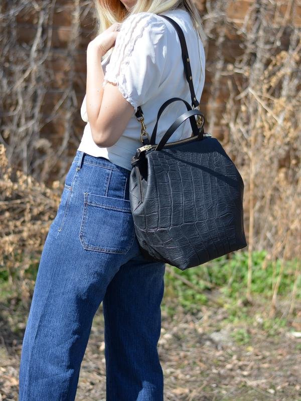 Eleven Thirty Alice Large Bag (Black Croc) - Victoire BoutiqueEleven ThirtyBags Ottawa Boutique Shopping Clothing