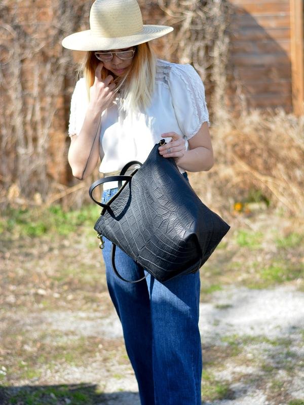 Eleven Thirty Alice Large Bag (Black Croc) - Victoire BoutiqueEleven ThirtyBags Ottawa Boutique Shopping Clothing
