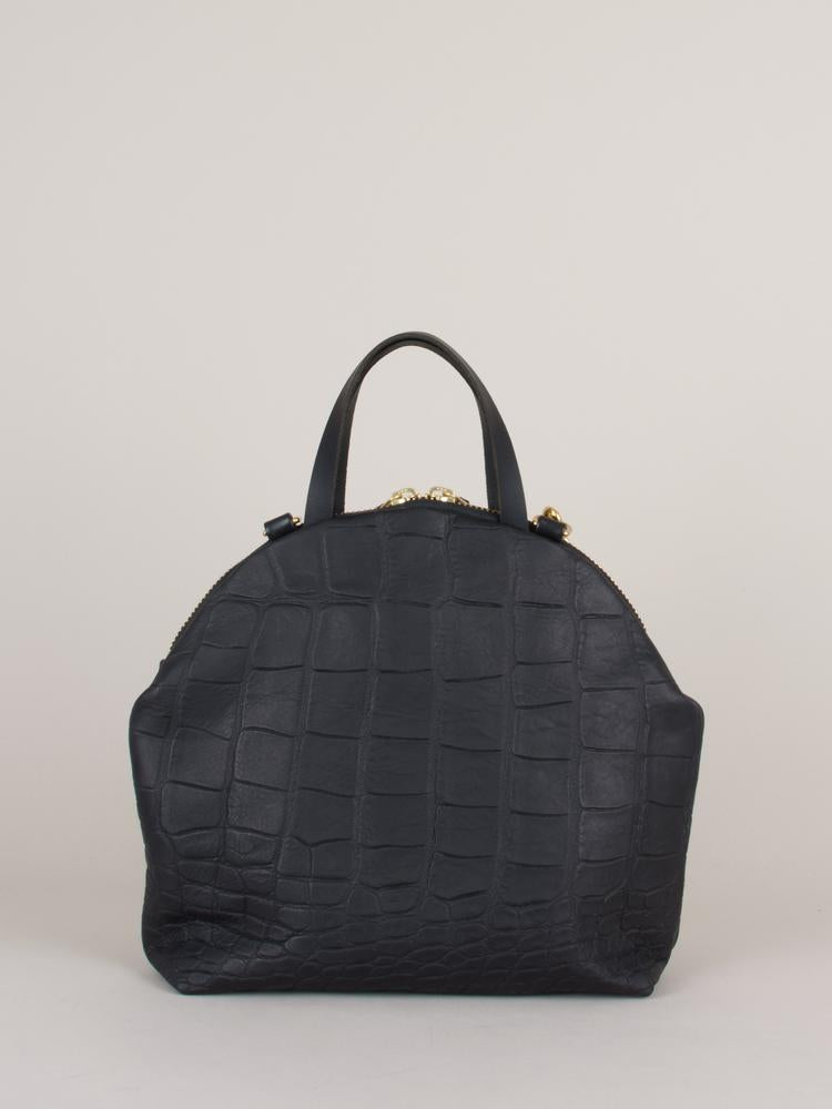 Eleven Thirty Anni Large Shoulder Bag (Black Croc Embossed with Front Zipper) - Victoire BoutiqueEleven ThirtyBags Ottawa Boutique Shopping Clothing