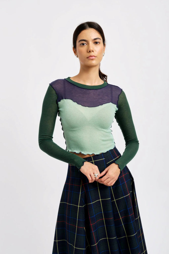 Eliza Faulkner Bella Top (Green & Navy) - Victoire BoutiqueEliza FaulknerTops Ottawa Boutique Shopping Clothing