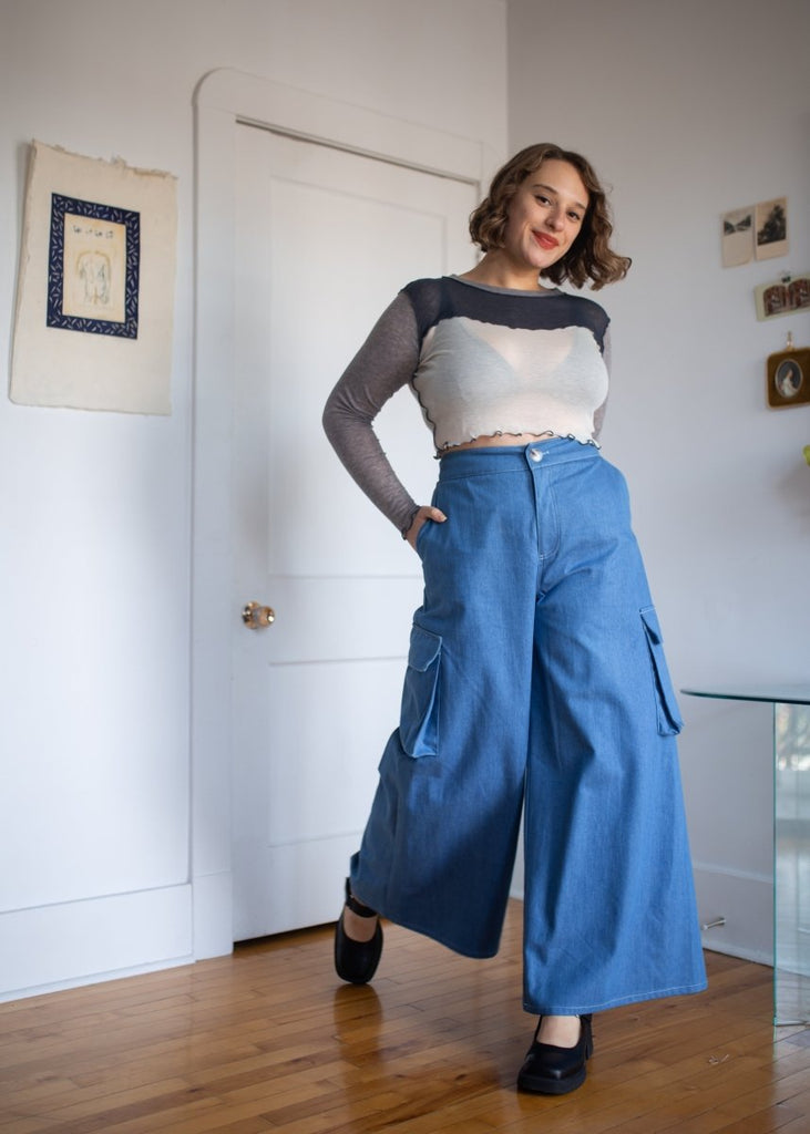 Eliza Faulkner Cargo Pant (Blue Denim Twill) - Victoire BoutiqueEliza FaulknerBottoms Ottawa Boutique Shopping Clothing