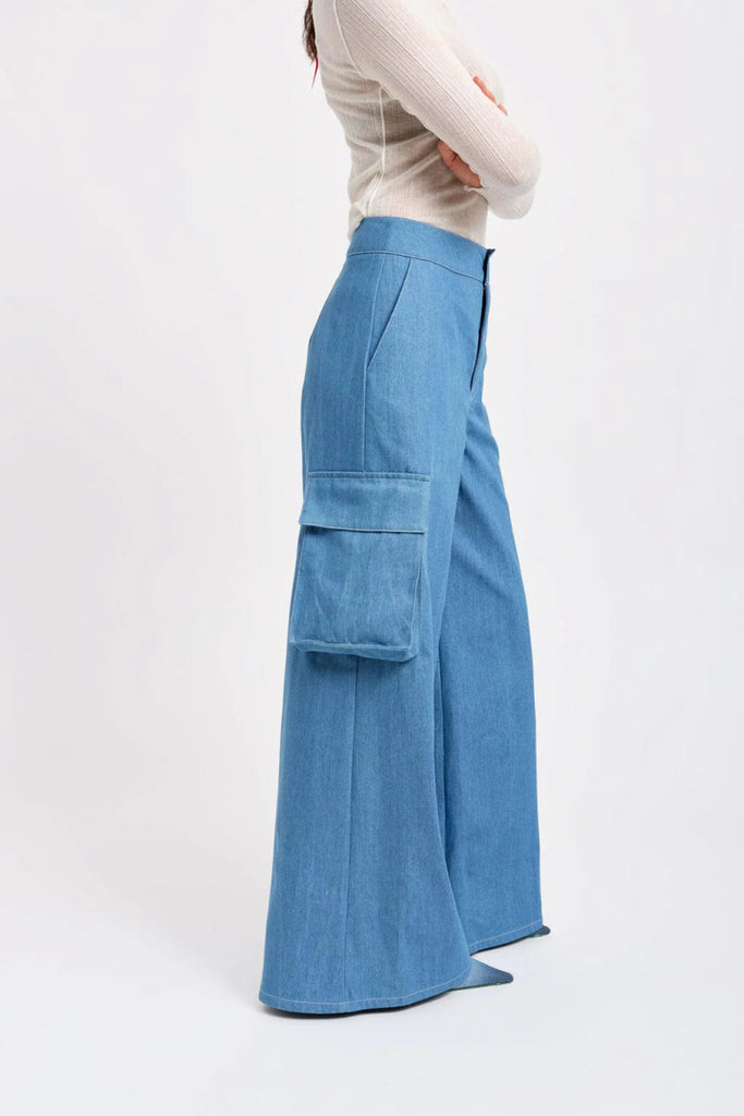 Eliza Faulkner Cargo Pant (Blue Denim Twill) - Victoire BoutiqueEliza FaulknerBottoms Ottawa Boutique Shopping Clothing