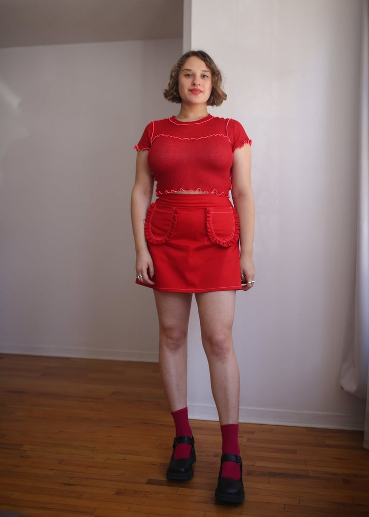 Eliza Faulkner Gigi Baby Tee (Red & Pink) - Victoire BoutiqueEliza FaulknerTops Ottawa Boutique Shopping Clothing