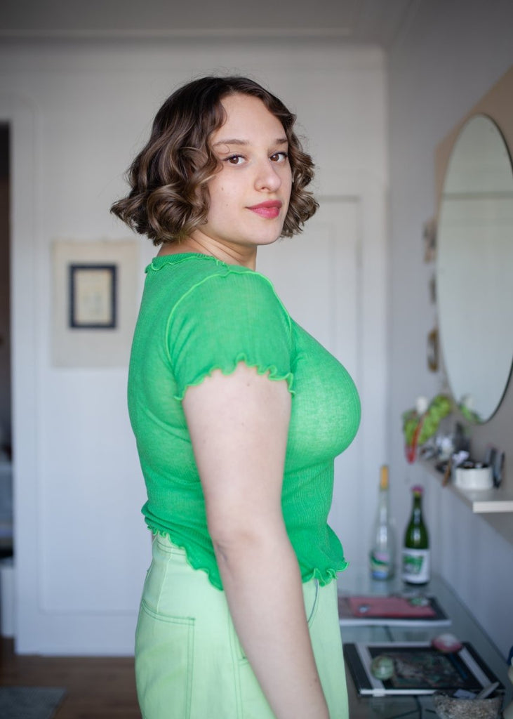 Eliza Faulkner Short Sleeve Rib Tee (Apple Green) - Victoire BoutiqueEliza FaulknerTops Ottawa Boutique Shopping Clothing