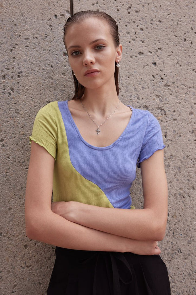 Eve Gravel Ares Top - Periwinkle/Lime (In Store) - Victoire BoutiqueEve GravelTops Ottawa Boutique Shopping Clothing