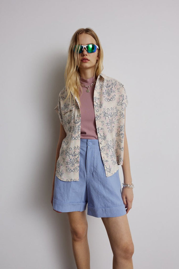 Eve Gravel Jones Shirt - Blue/Pink (In Store) - Victoire BoutiqueEve GravelTops Ottawa Boutique Shopping Clothing