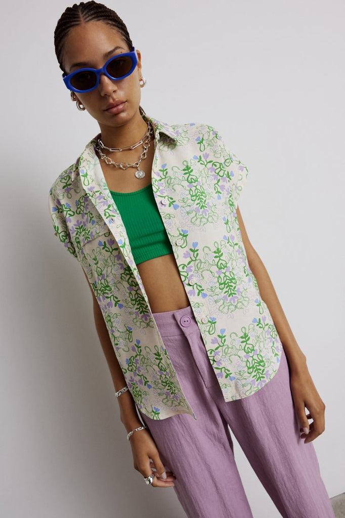 Eve Gravel Jones Shirt - Green/Lilac (In Store) - Victoire BoutiqueEve GravelTops Ottawa Boutique Shopping Clothing