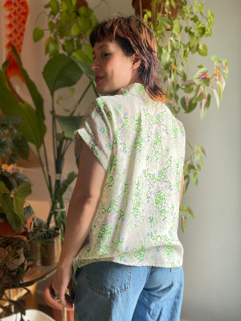 Eve Gravel Jones Shirt - Green/Lilac (In Store) - Victoire BoutiqueEve GravelTops Ottawa Boutique Shopping Clothing