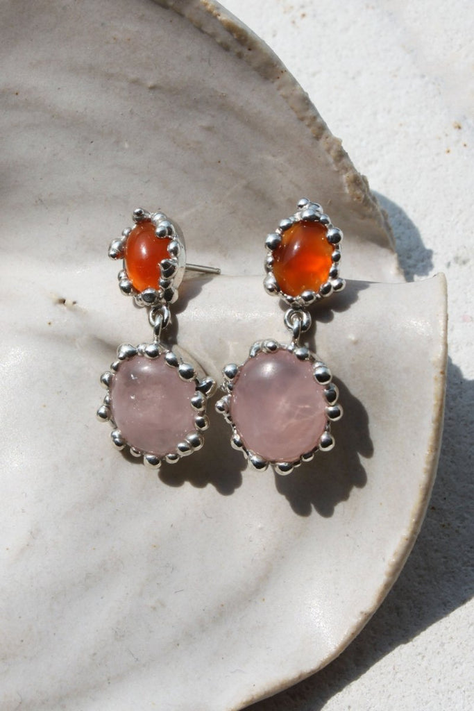 House of Hudson Blobby Carnelian and Rose Quartz Earrings - Victoire BoutiqueHouse of HudsonEarrings Ottawa Boutique Shopping Clothing