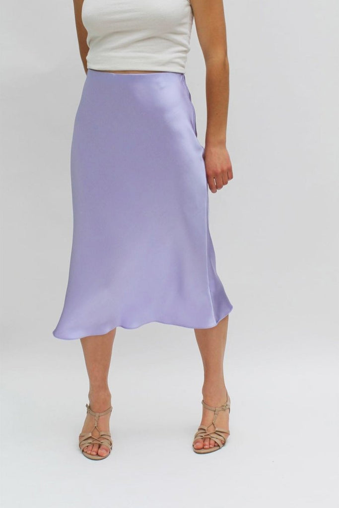 Jacoba Jane Classic Silk Satin Midi Skirt (Lavender) - Victoire BoutiqueJacoba JaneBottoms Ottawa Boutique Shopping Clothing