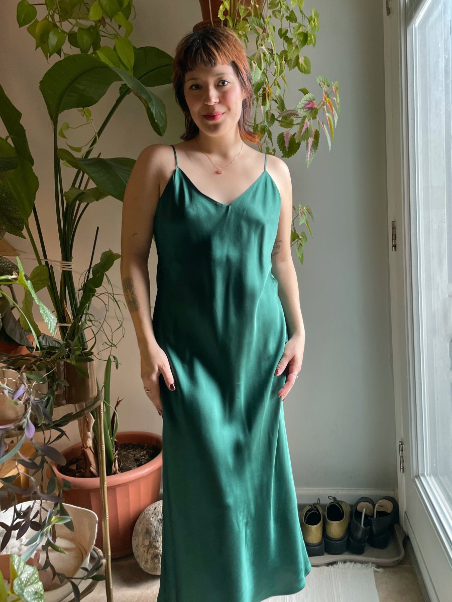 satin slip dress canada Drape Neck Satin Slip Dress