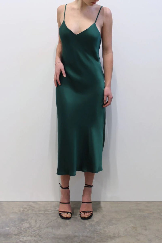 Jacoba Jane Classic Silk Satin Slip Dress (Evergreen) - Victoire BoutiqueJacoba JaneDresses Ottawa Boutique Shopping Clothing