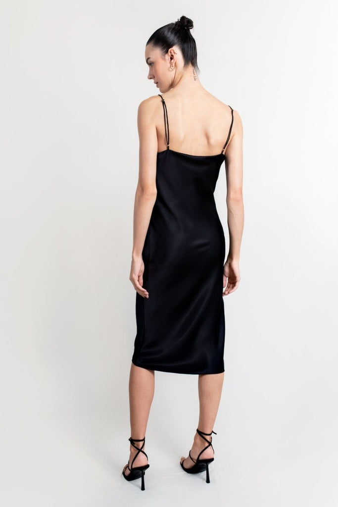 Jacoba Jane Mandy Silk Satin Cowl Neck Dress (Black) - Victoire BoutiqueJacoba JaneDresses Ottawa Boutique Shopping Clothing