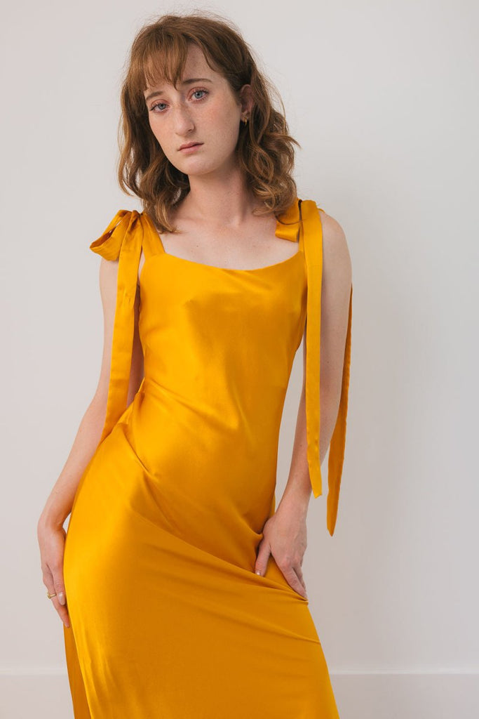 Jacoba Jane Ulyana Silk Satin Midi Dress (Clementine) - Victoire BoutiqueJacoba JaneDresses Ottawa Boutique Shopping Clothing