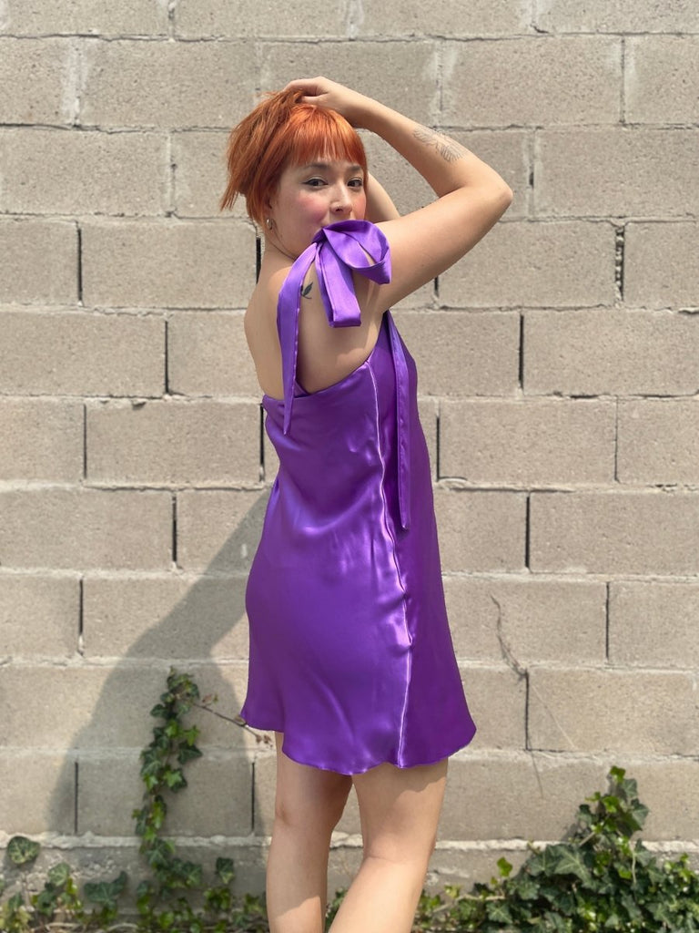 Jacoba Jane Ulyana Silk Satin Mini Dress (Violet) - Victoire BoutiqueJacoba JaneDresses Ottawa Boutique Shopping Clothing