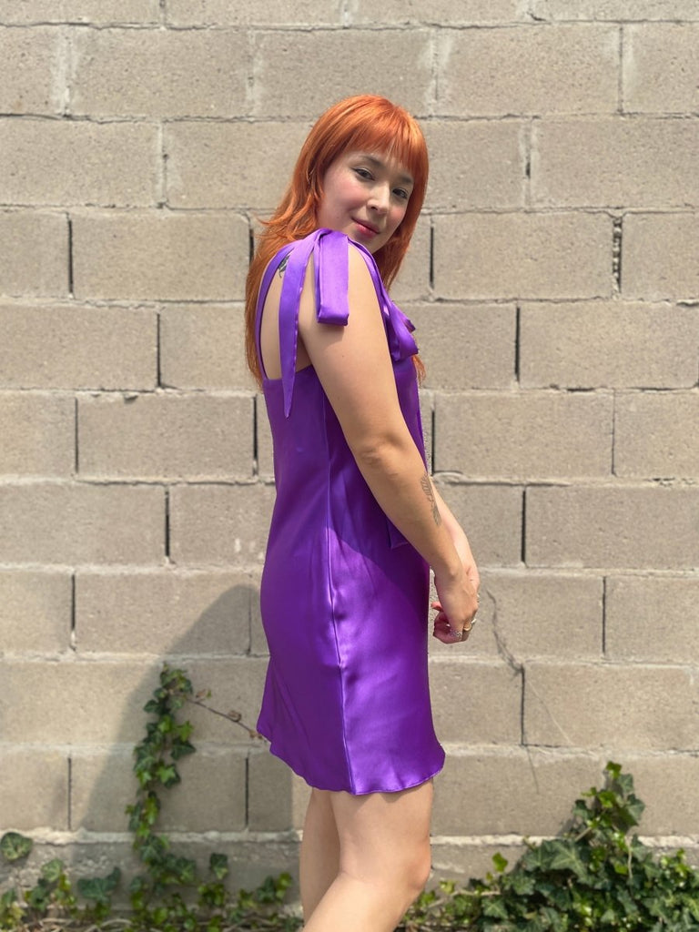 Jacoba Jane Ulyana Silk Satin Mini Dress (Violet) - Victoire BoutiqueJacoba JaneDresses Ottawa Boutique Shopping Clothing