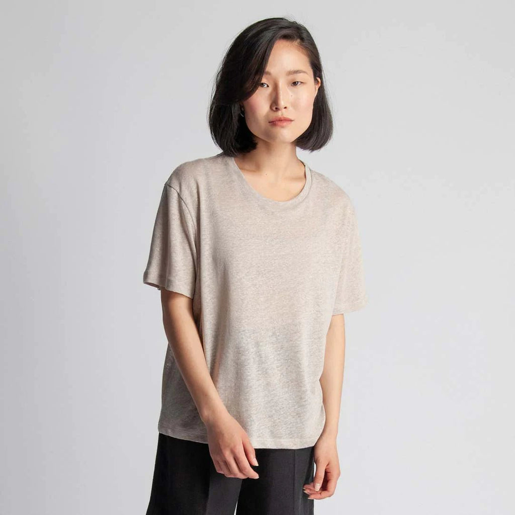 Lepidoptere Agathe Linen T-Shirt (Beige) - Victoire BoutiqueLepidoptereTops Ottawa Boutique Shopping Clothing