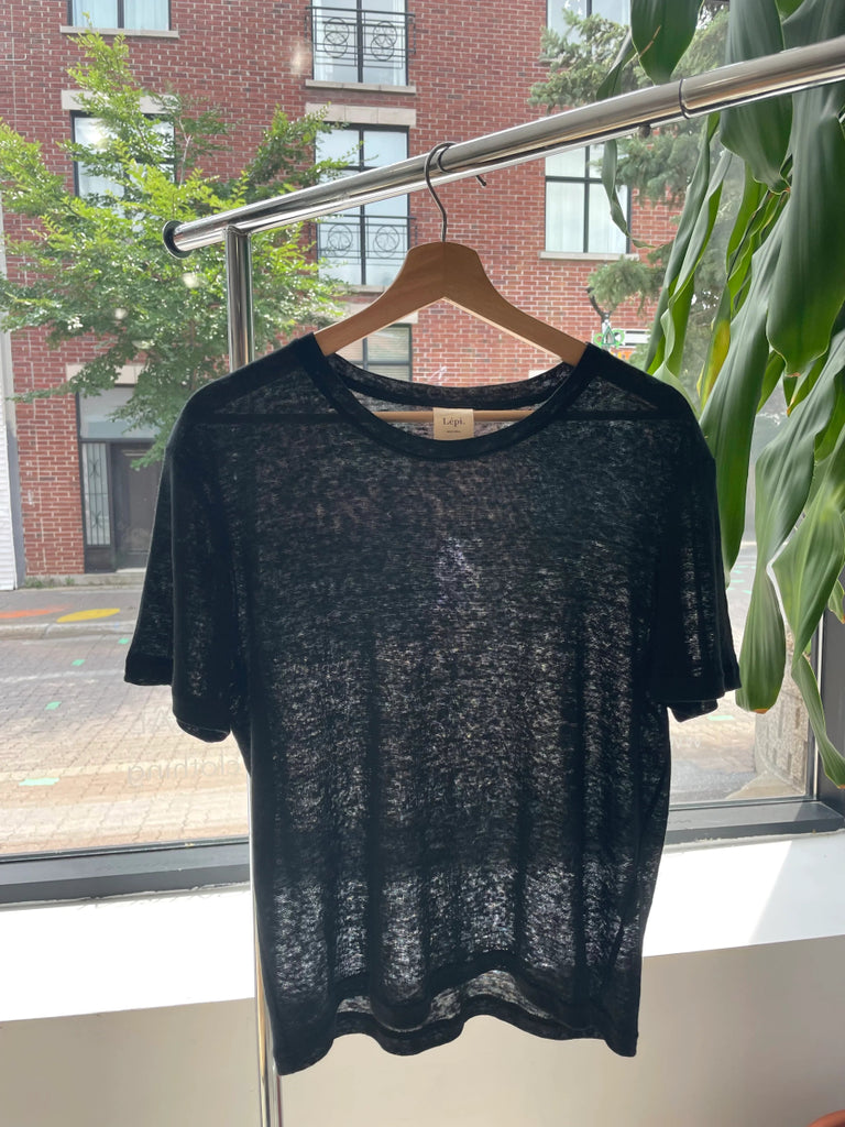 Lepidoptere Agathe Linen T-Shirt (Black) - Victoire BoutiqueLepidoptereTops Ottawa Boutique Shopping Clothing