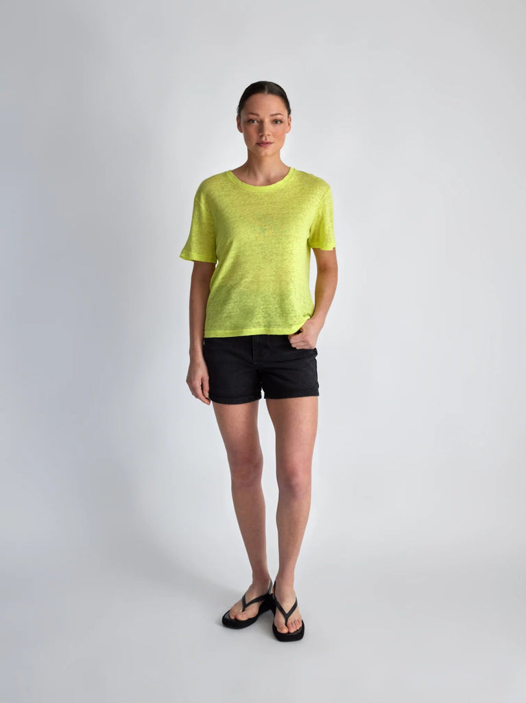 Lepidoptere Agathe Linen T-Shirt (Lemon) - Victoire BoutiqueLepidoptereTops Ottawa Boutique Shopping Clothing