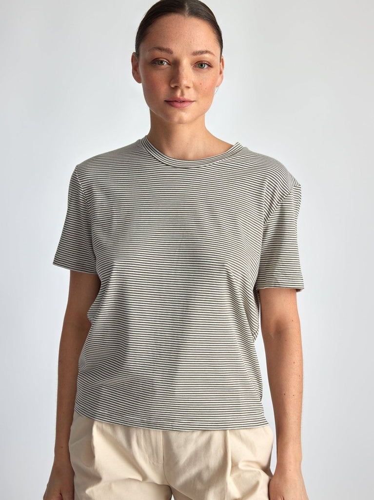 Lepidoptere Agathe T-Shirt (Olive Stripe) - Victoire BoutiqueLepidoptereTops Ottawa Boutique Shopping Clothing