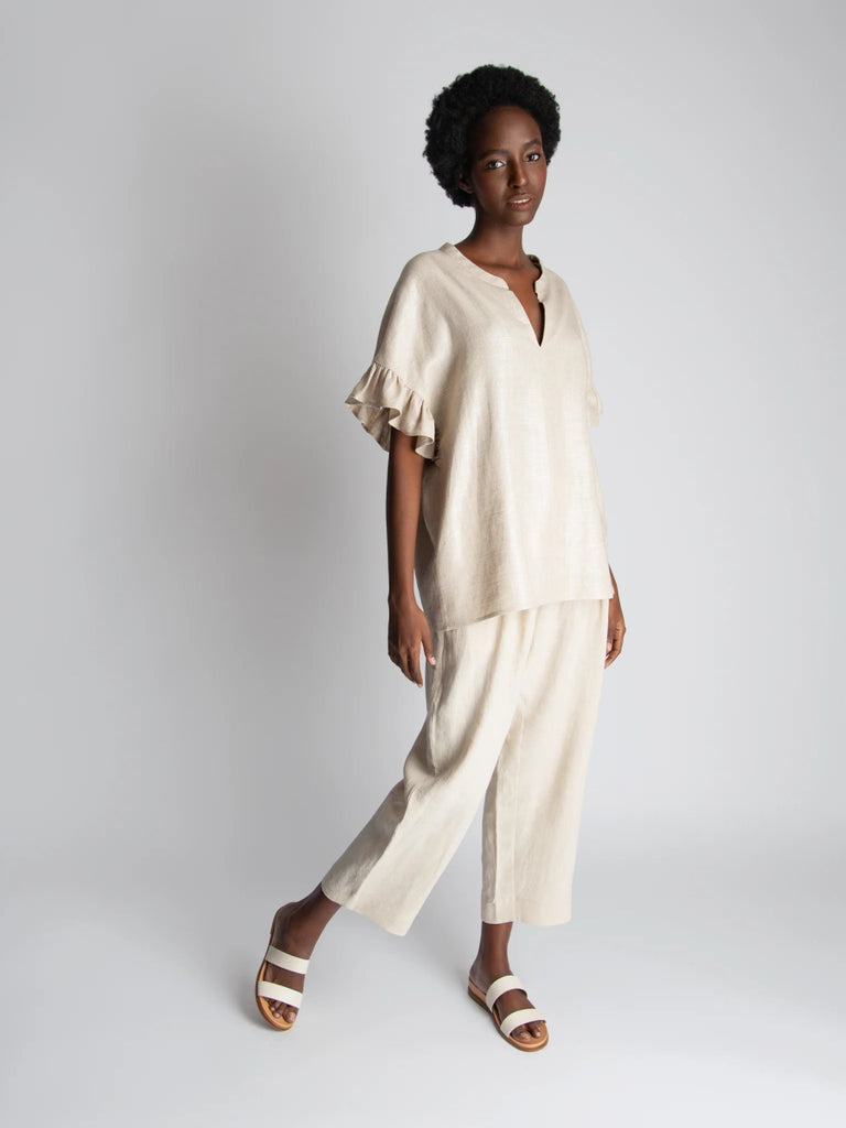 Lepidoptere Dallo Shirt (Silver Linen) - Victoire BoutiqueLepidoptereTops Ottawa Boutique Shopping Clothing