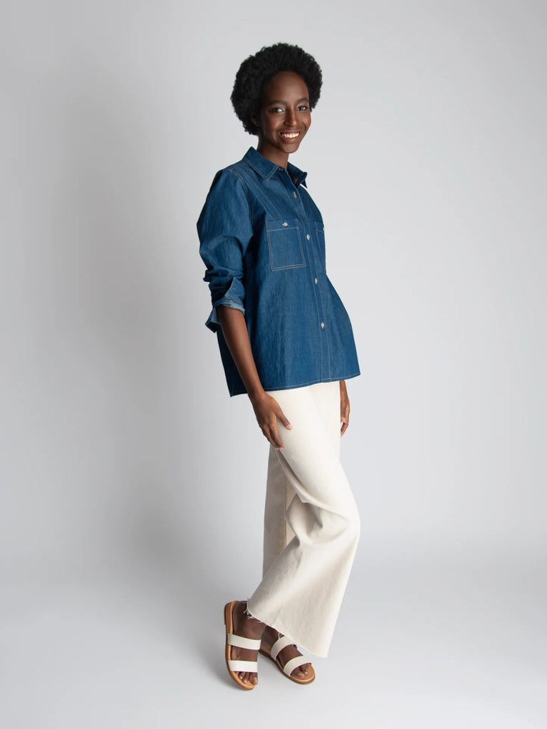 Lepidoptere Denise Shirt (Dark Denim) - Victoire BoutiqueLepidoptereTops Ottawa Boutique Shopping Clothing