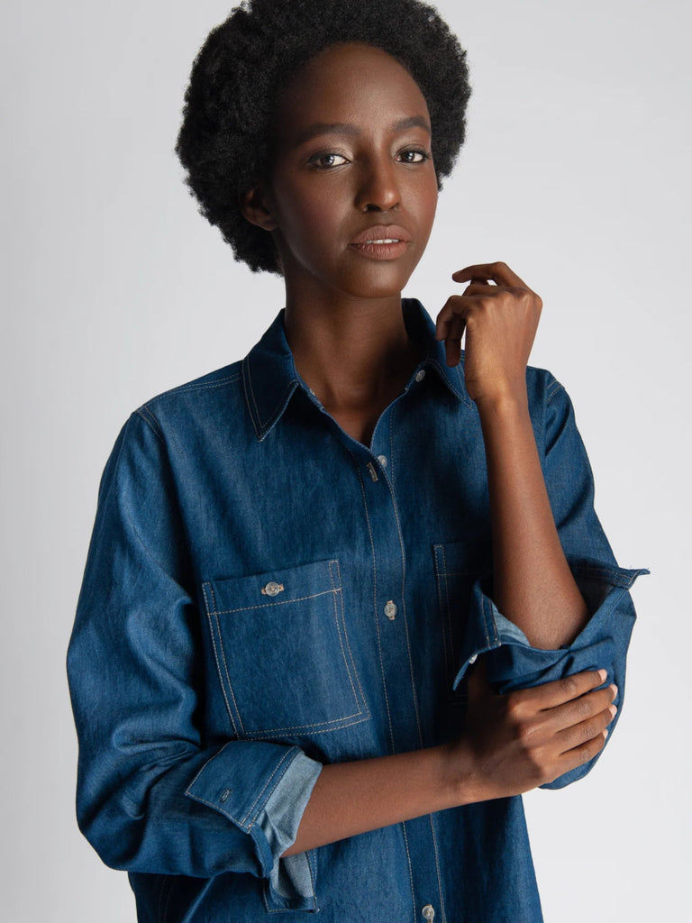 Lepidoptere Denise Shirt (Dark Denim) - Victoire BoutiqueLepidoptereTops Ottawa Boutique Shopping Clothing