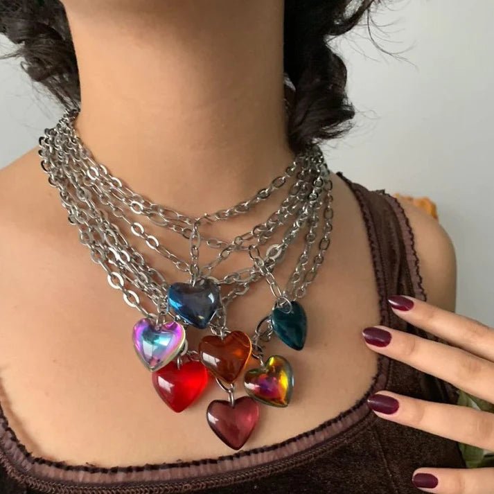 LILOU Gems Gummy Heart Rosary Necklace (Various Colours) - Victoire BoutiqueLILOU GemsNecklaces Ottawa Boutique Shopping Clothing