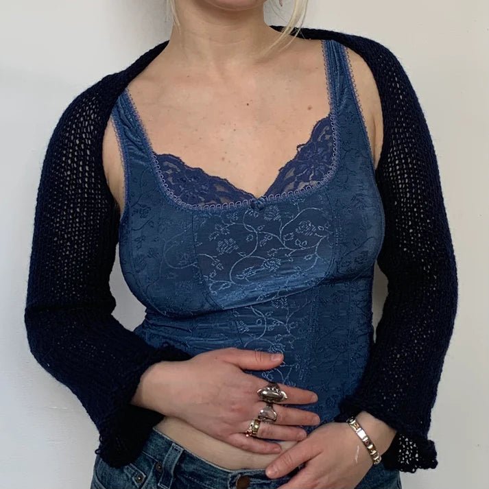 Navy shrug outlet bolero