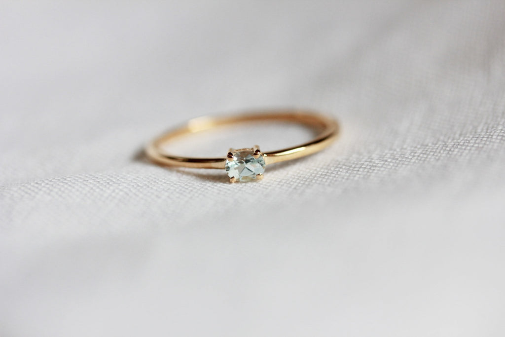 Little Gold Mini Gem Stacking Ring (Aquamarine) - Victoire BoutiqueLittle GoldRings Ottawa Boutique Shopping Clothing