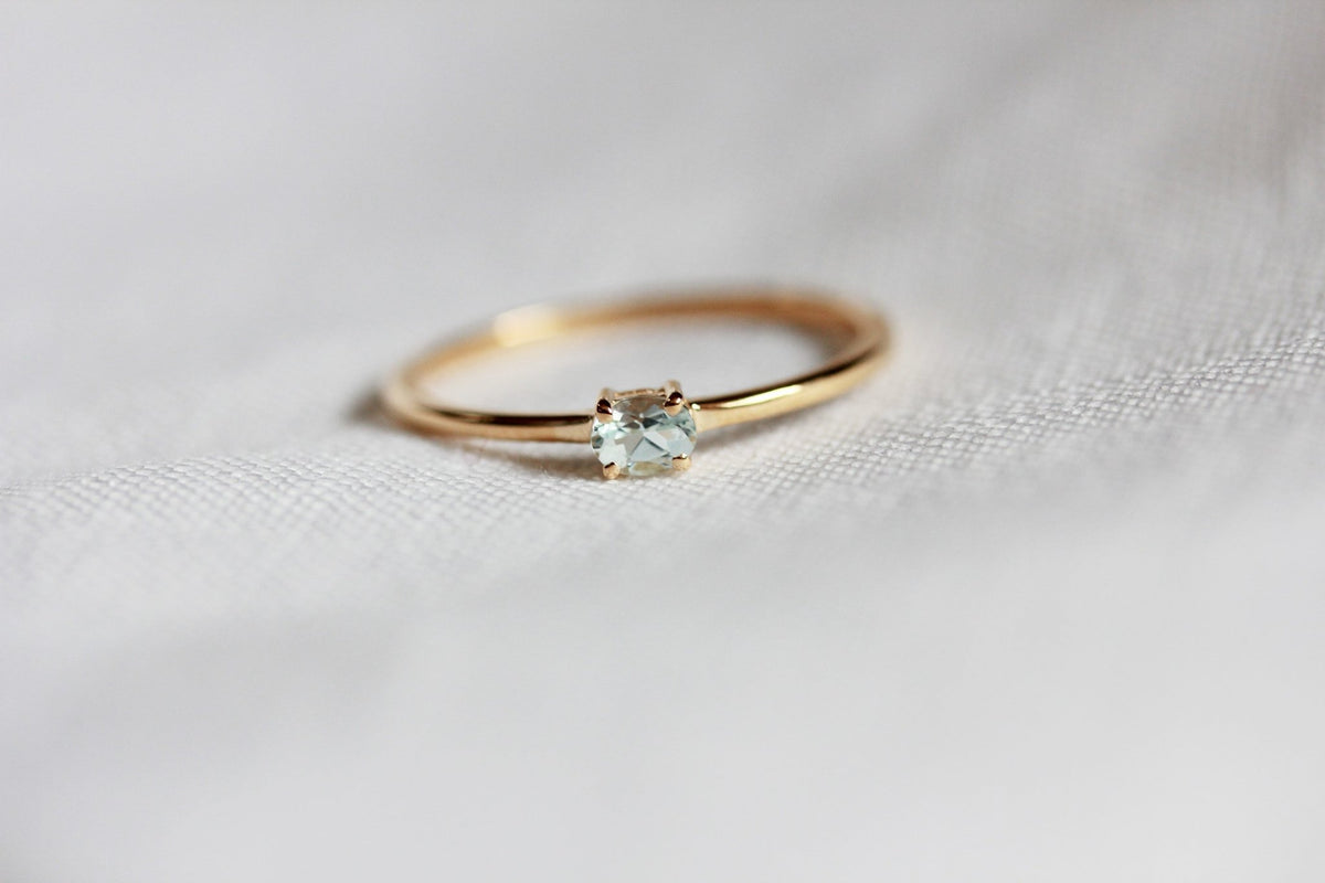Little Gold Mini Gem Stacking Ring (Aquamarine) - Victoire Boutique ...