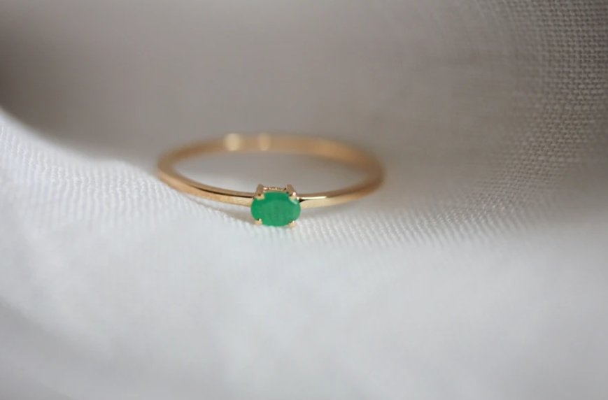 Little Gold Mini Gem Stacking Ring (Emerald) - Victoire BoutiqueLittle GoldRings Ottawa Boutique Shopping Clothing