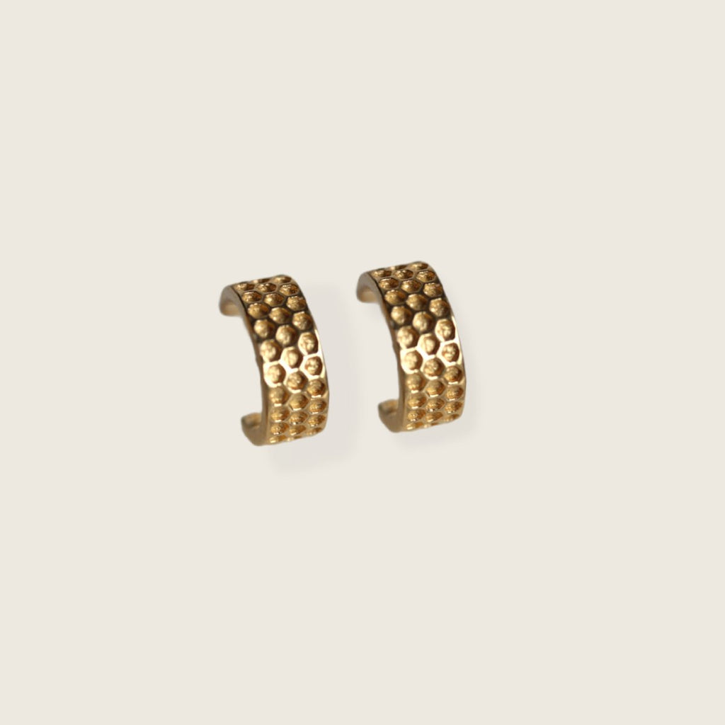 Little Gold Mini Honeycomb Hoops - Victoire BoutiqueLittle GoldEarrings Ottawa Boutique Shopping Clothing