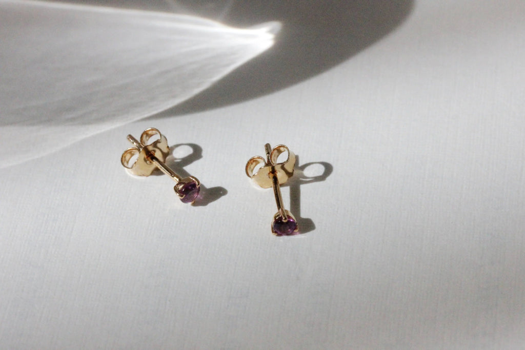 Little Gold Tiny Pink Garnet Studs - Victoire BoutiqueLittle GoldEarrings Ottawa Boutique Shopping Clothing