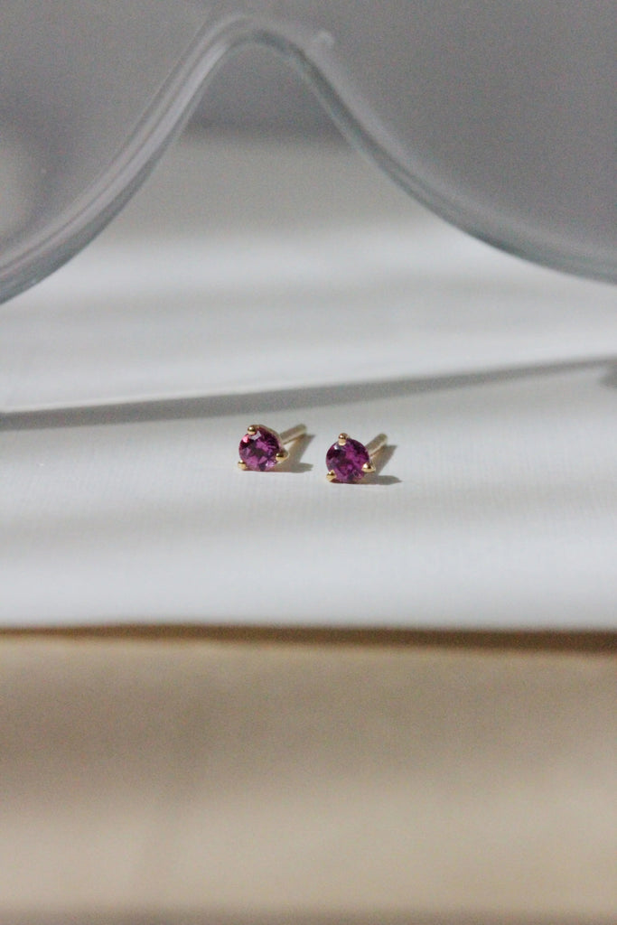Little Gold Tiny Pink Garnet Studs - Victoire BoutiqueLittle GoldEarrings Ottawa Boutique Shopping Clothing