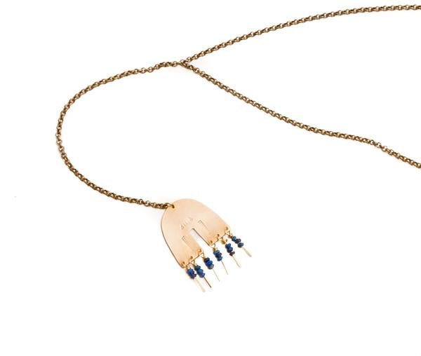 Lumafina Arco Iris Necklace with Lapis Beads - Victoire BoutiqueLumafinaNecklaces Ottawa Boutique Shopping Clothing