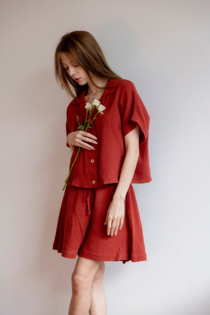 Marigold Lili Jane Shirt (Terracotta) - Victoire BoutiqueMarigoldTops Ottawa Boutique Shopping Clothing