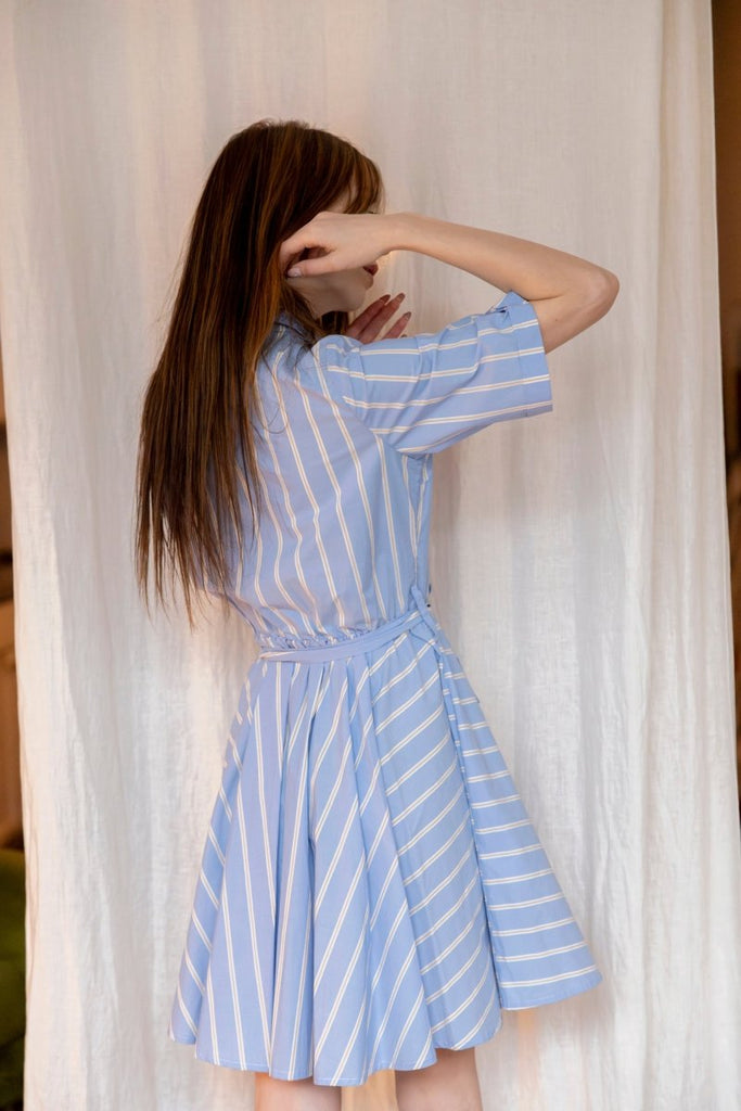 Marigold Nolana Dress (Big Blue Stripe) - Victoire BoutiqueMarigoldDresses Ottawa Boutique Shopping Clothing