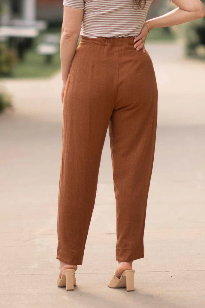 Meemoza Maelle Pants (Cognac Linen) - Victoire BoutiqueMeemozaBottoms Ottawa Boutique Shopping Clothing