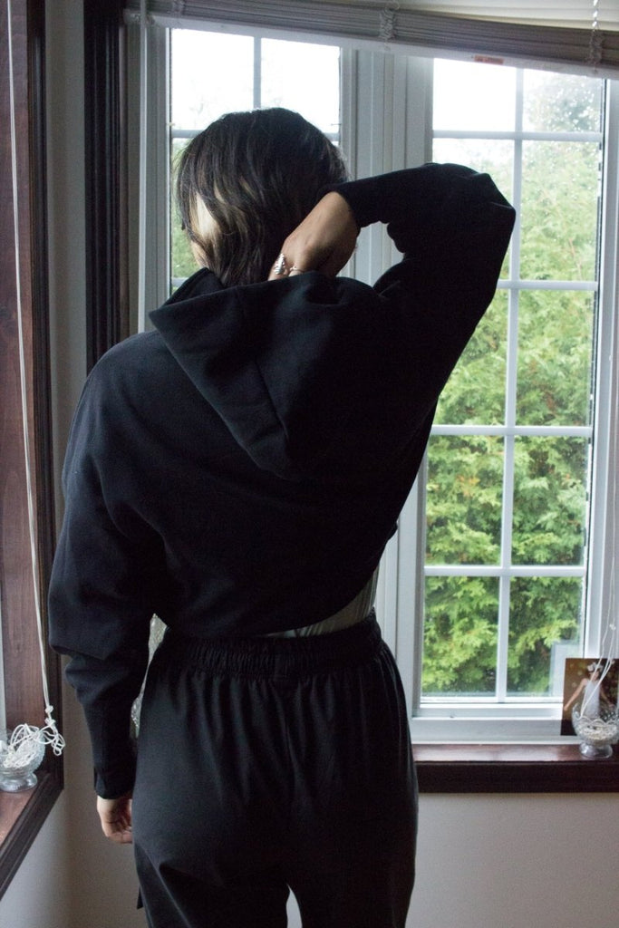 Mercy House Form Cropped Hoodie (Black) - Victoire BoutiqueMercy HouseTops Ottawa Boutique Shopping Clothing
