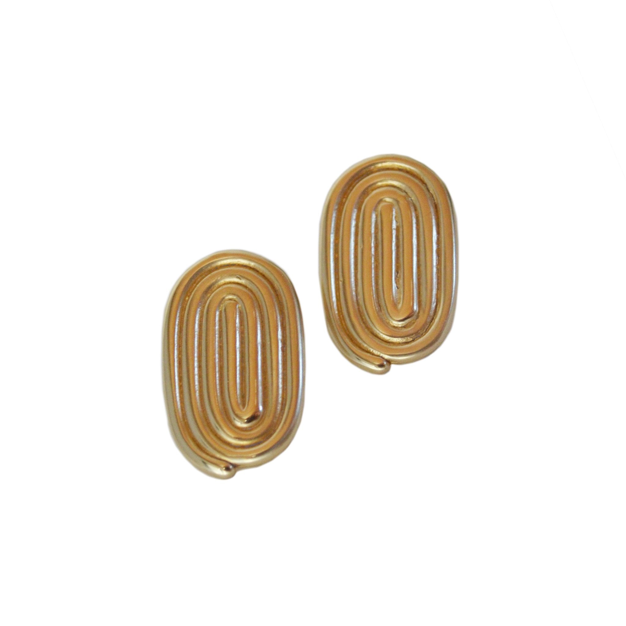 Pair of tiny solid 14k gold spiral hoop earrings