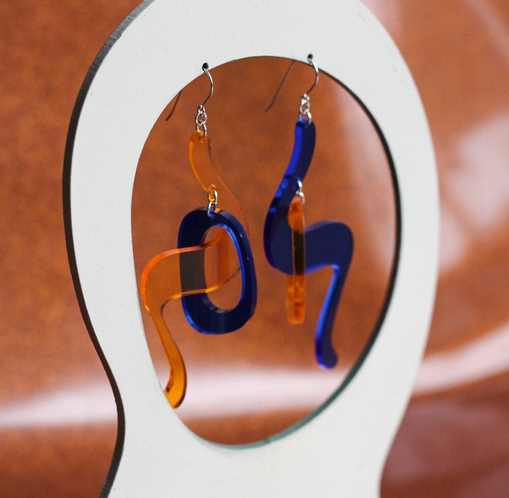 Nic Nac Weaver Earrings (Blue + Orange) - Victoire BoutiqueNic NacEarrings Ottawa Boutique Shopping Clothing